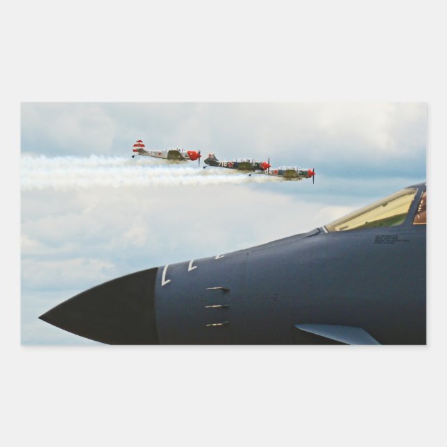 B-1 Bomber and WWII Fighters Rectangular Sticker (Front)