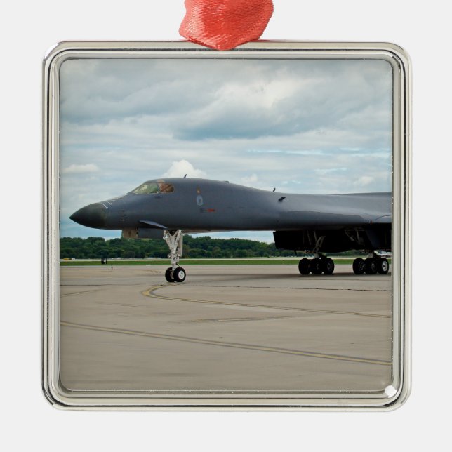 B-1B Lancer Bomber on Ground Metal Tree Decoration (Front)