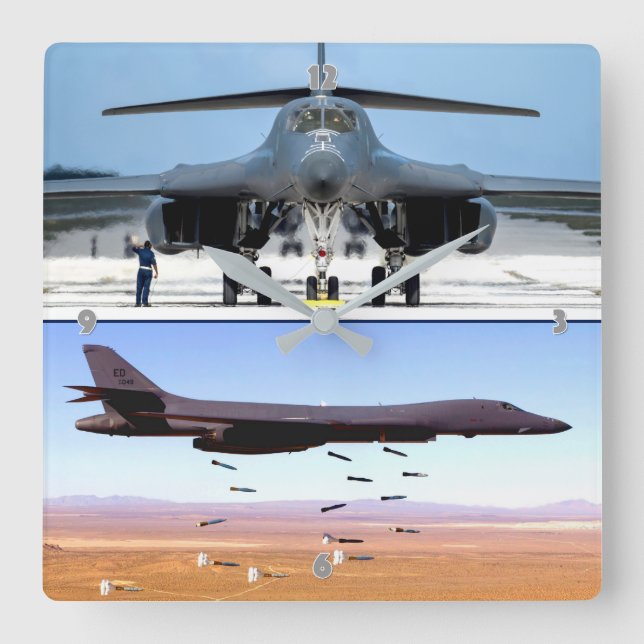 B-1B LANCER SQUARE WALL CLOCK (Front)