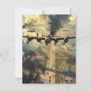 B-24 Bomber on a Mission Painting Card