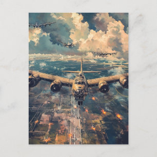 B-24 Bomber on a Mission Painting Postcard