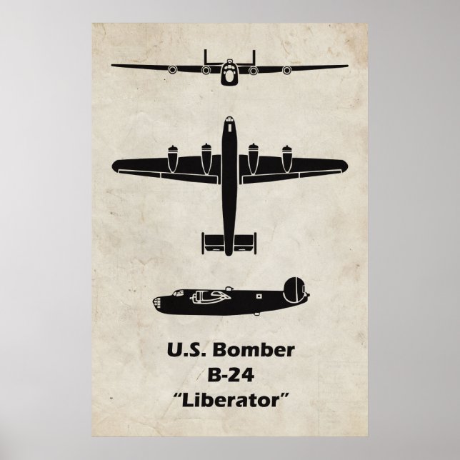 B-24 Liberator Aeroplane Poster for Aviation Decor (Front)