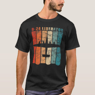 B 24 Liberator Wwii Airplane Retro Colors Design T-Shirt