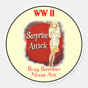 B-24 Nose Art-WW II Classic Round Sticker