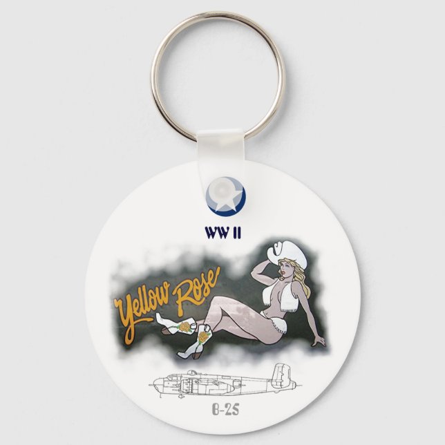 B-25 Mitchell Bomber Nose Art Key Ring (Front)