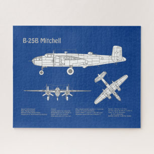 B-25B Mitchell Doolittle - Aeroplane Blueprint ABD Jigsaw Puzzle