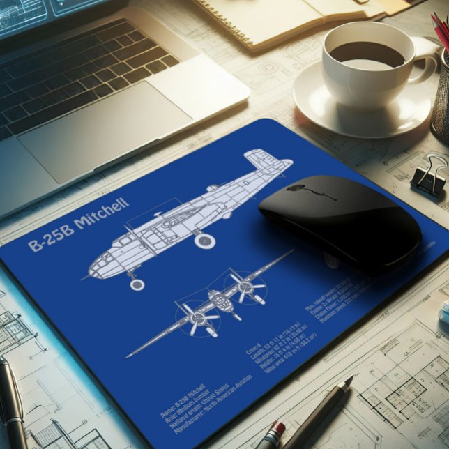 B-25B Mitchell Doolittle - Aeroplane Blueprint ABD Mouse Pad (Creator Uploaded)