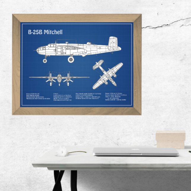 B-25B Mitchell Doolittle - Aeroplane Blueprint ABD Photo Print (Creator Uploaded)