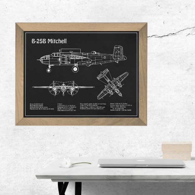 B-25B Mitchell Doolittle - Aeroplane Blueprint PD Photo Print (Creator Uploaded)