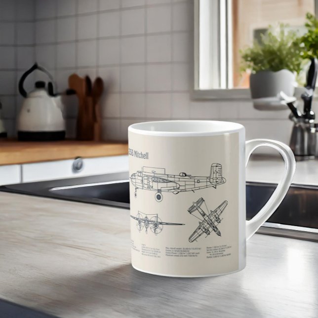 B-25B Mitchell Doolittle - Aeroplane Blueprint SD Coffee Mug (Creator Uploaded)