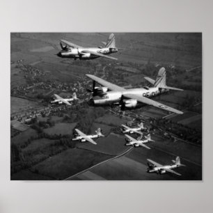 B-26B Marauder Bombers Flying In Formation  Poster