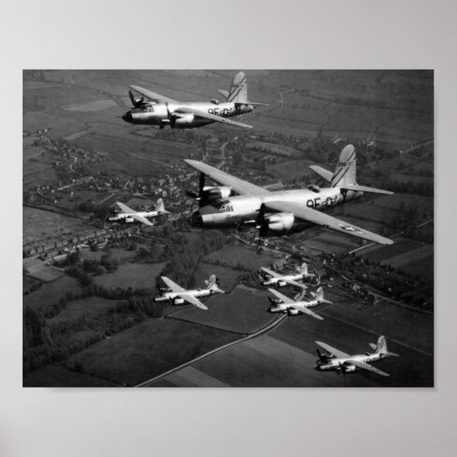 B-26B Marauder Bombers Flying In Formation  Poster (Front)