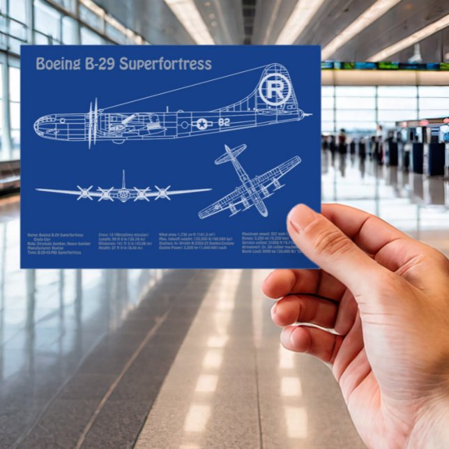 B-29 Superfortress - Aeroplane Blueprint Plans AD Postcard (Creator Uploaded)