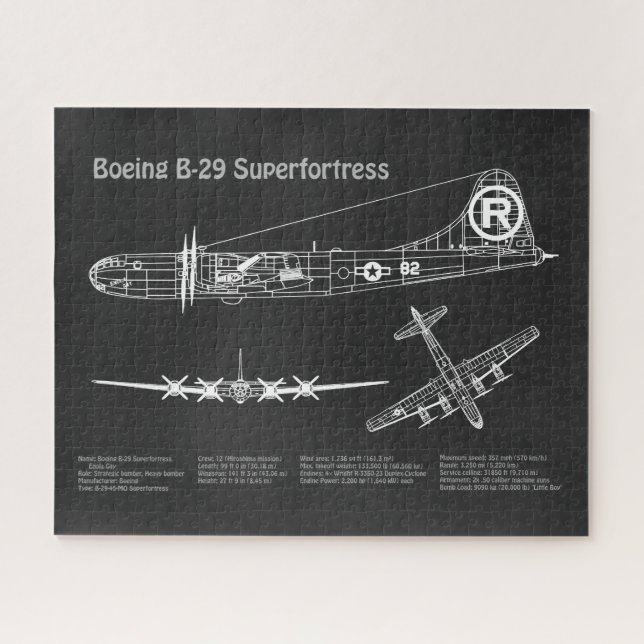 B-29 Superfortress - Aeroplane Blueprint Plans PD Jigsaw Puzzle (Horizontal)