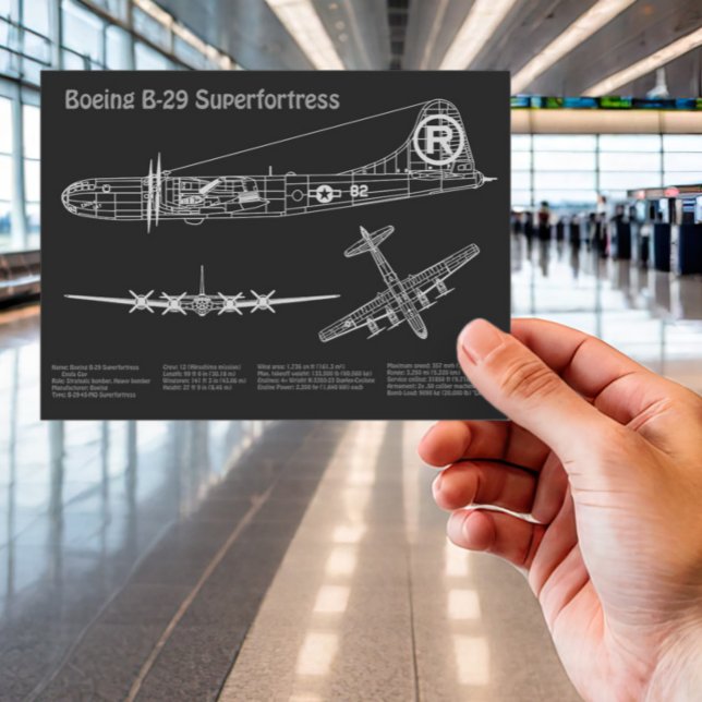 B-29 Superfortress - Aeroplane Blueprint Plans PD Postcard (Creator Uploaded)