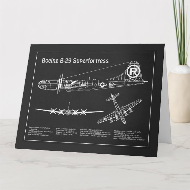 B-29 Superfortress - Aeroplane Blueprint Plans PD Thank You Card (Front)
