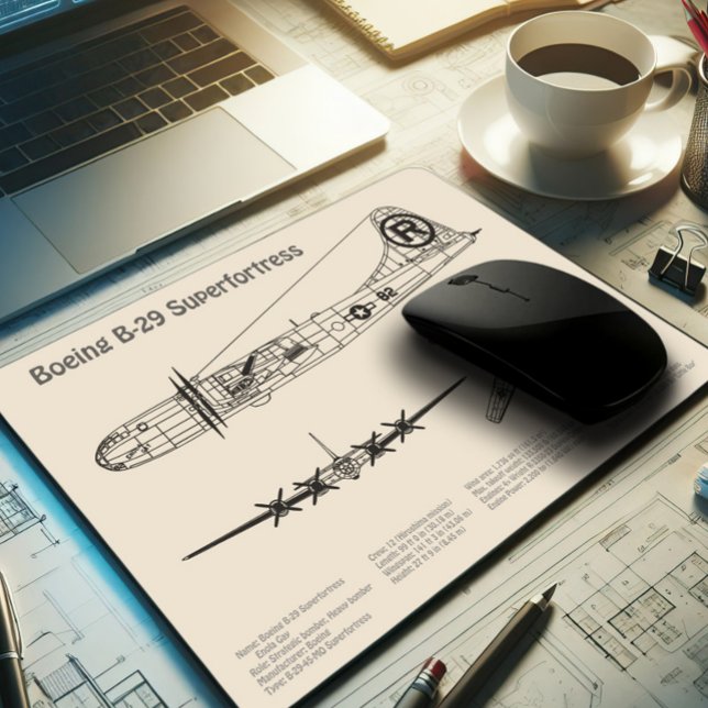 B-29 Superfortress - Aeroplane Blueprint Plans SD Mouse Pad (Creator Uploaded)