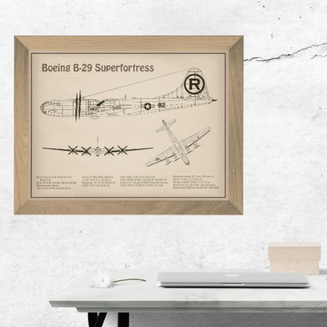 B-29 Superfortress - Aeroplane Blueprint Plans SD Photo Print (Creator Uploaded)