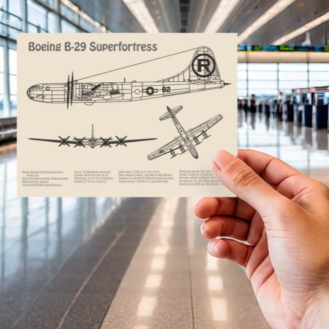 B-29 Superfortress - Aeroplane Blueprint Plans SD Postcard (Creator Uploaded)