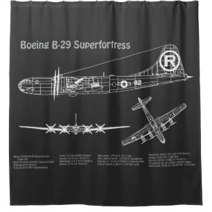 B-29 Superfortress - Airplane Blueprint Plans PD Shower Curtain