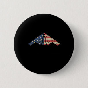 B-2 Bomber Stealth Aircraft Schematic American Fla 6 Cm Round Badge
