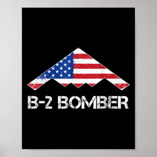 B-2 Spirit Stealth Bomber Flag Usa Military Aircra Poster
