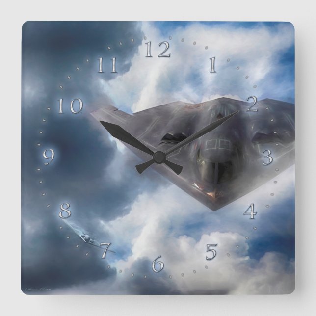B-2 Spirit Stealth Bomber GHOST MAKER Square Wall Clock (Front)