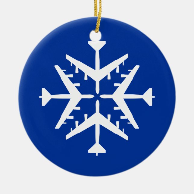 B-52 Aircraft Snowflake Ceramic Ornament (Front)