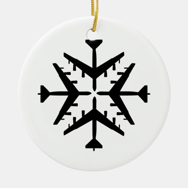 B-52 Aircraft Snowflake Ceramic Ornament (Front)