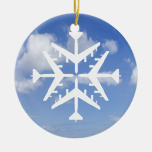 B-52 Aircraft Snowflake Ceramic Ornament