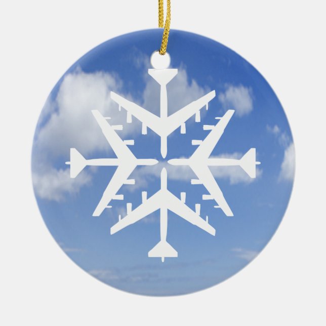 B-52 Aircraft Snowflake Ceramic Ornament (Front)