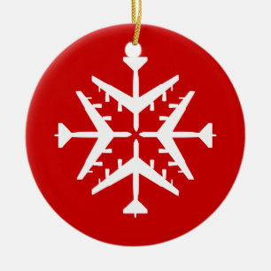 B-52 Aircraft Snowflake Ceramic Tree Decoration