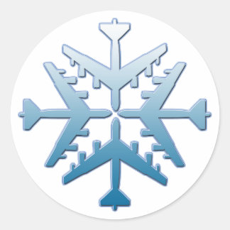 B-52 Aircraft Snowflake Classic Round Sticker