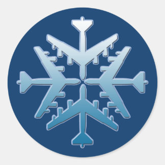 B-52 Aircraft Snowflake Classic Round Sticker