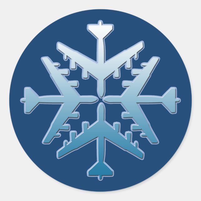 B-52 Aircraft Snowflake Classic Round Sticker (Front)