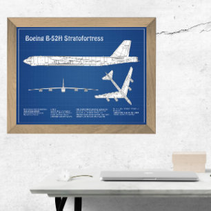 B-52 Stratofortress - Aeroplane Blueprint Plans AB Photo Print