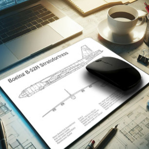 B-52 Stratofortress - Aeroplane Blueprint Plans BD Mouse Pad