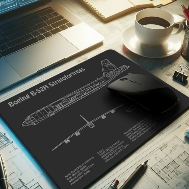 B-52 Stratofortress - Aeroplane Blueprint Plans PD Mouse Pad (Creator Uploaded)