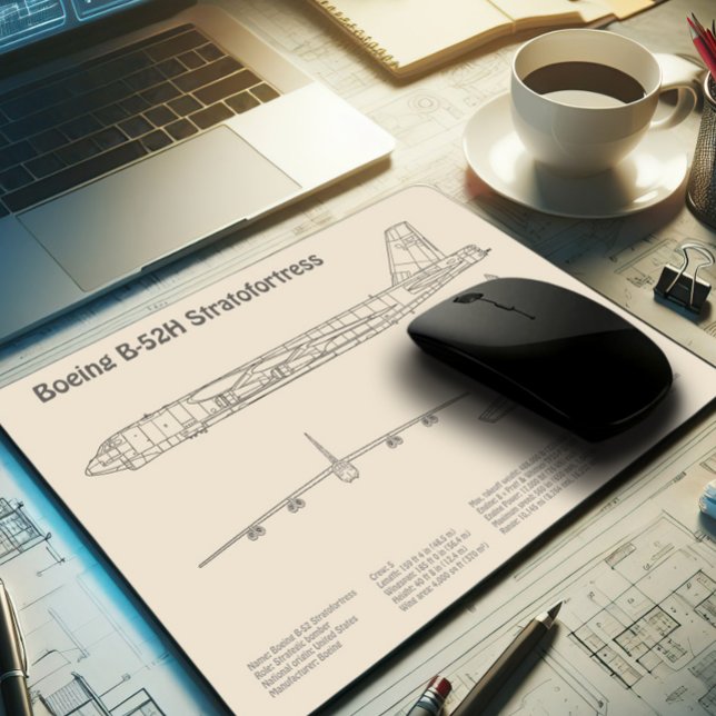 B-52 Stratofortress - Aeroplane Blueprint Plans SD Mouse Pad (Creator Uploaded)