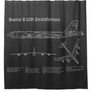 B-52 Stratofortress - Airplane Blueprint Plans PD Shower Curtain