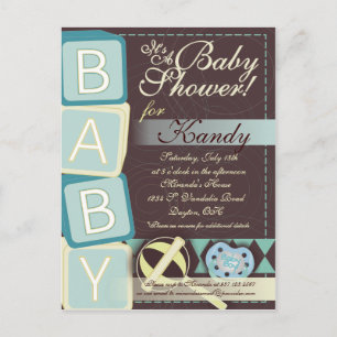 B-A-B-Y Baby Boy Shower Invitation