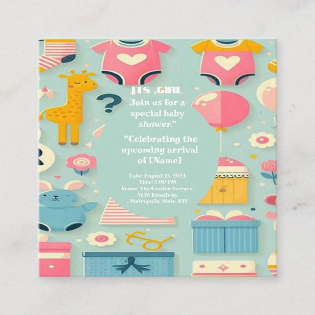 B ABYGIRLSHOWER  PASTEL GREEN multiekemental Enclosure Card (Front)