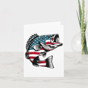 B American Usa Flag Fishing  Card