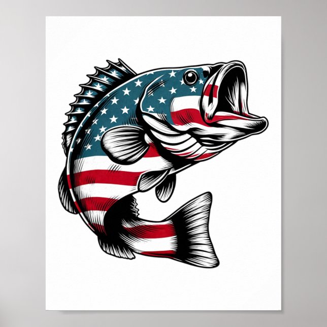 B American Usa Flag Fishing  Poster (Front)