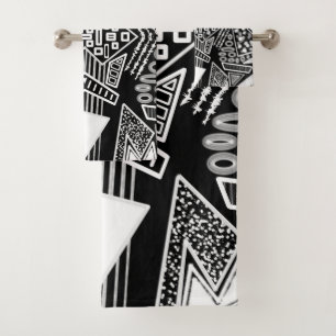 B And W Runway Fashion Inspired Pattern Bath Towel Set