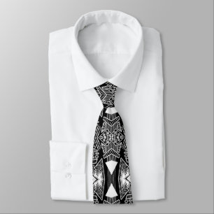 B And W Runway Fashion Inspired Pattern Neck  Tie