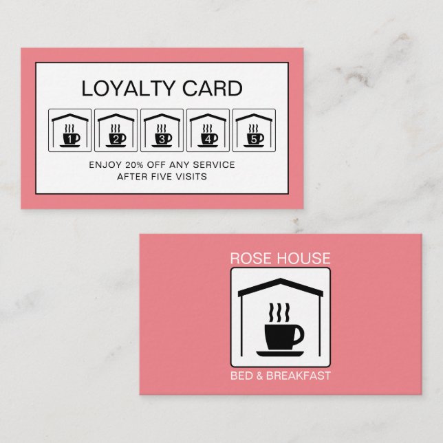 B&B Logo, Bed & Breakfast Accommodation Business Loyalty Card (Front/Back)