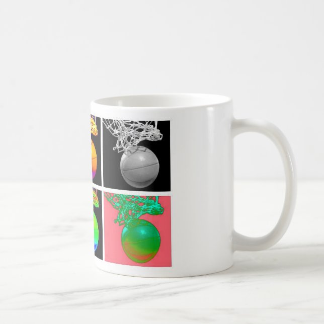 B-Ball Basketball Hoops Pop Art Coffee Mug (Right)