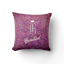 B Beautiful Pink Throw Pillow