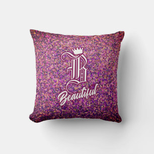 B Beautiful Pink Throw Pillow
